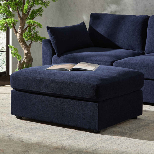 DUS-CC2-02721 Grade-B Dusk Miami Pouffe - Chenille Navy RRP £199.00