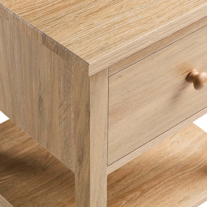 DUS-GOL-03176 Grade-B Dusk Nell 1 Drawer Nightstand - Light Wood RRP £69