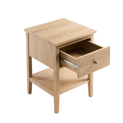 DUS-GOL-03176 Grade-B Dusk Nell 1 Drawer Nightstand - Light Wood RRP £69