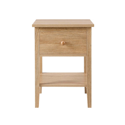 DUS-GOL-03176 Grade-B Dusk Nell 1 Drawer Nightstand - Light Wood RRP £69