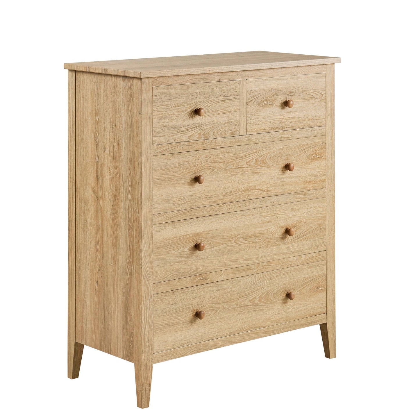 DUS-CC2-03450 Grade-B Dusk Nell 5 Drawer Chest - Light Wood RRP £199.00