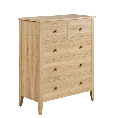 DUS-CC2-03450 Grade-B Dusk Nell 5 Drawer Chest - Light Wood RRP £199.00