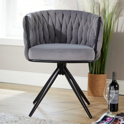 BFW-GOL-00900 Grade-B Big Furniture Warehouse Reno Curved Back Grey Velvet Accent Chair RRP £80
