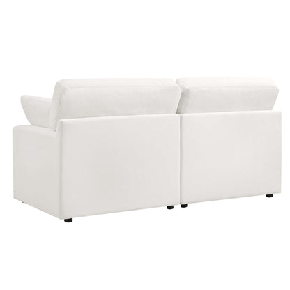 DUS-CC2-02428 Grade-C2 Dusk Cairo Feather 2 Seater Sofa + Pouffe - Vanilla RRP £960.00