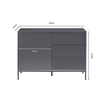 DUS-GOL-03533 Grade-B Dusk Nova Small Sideboard with Drawers - Charcoal RRP £189