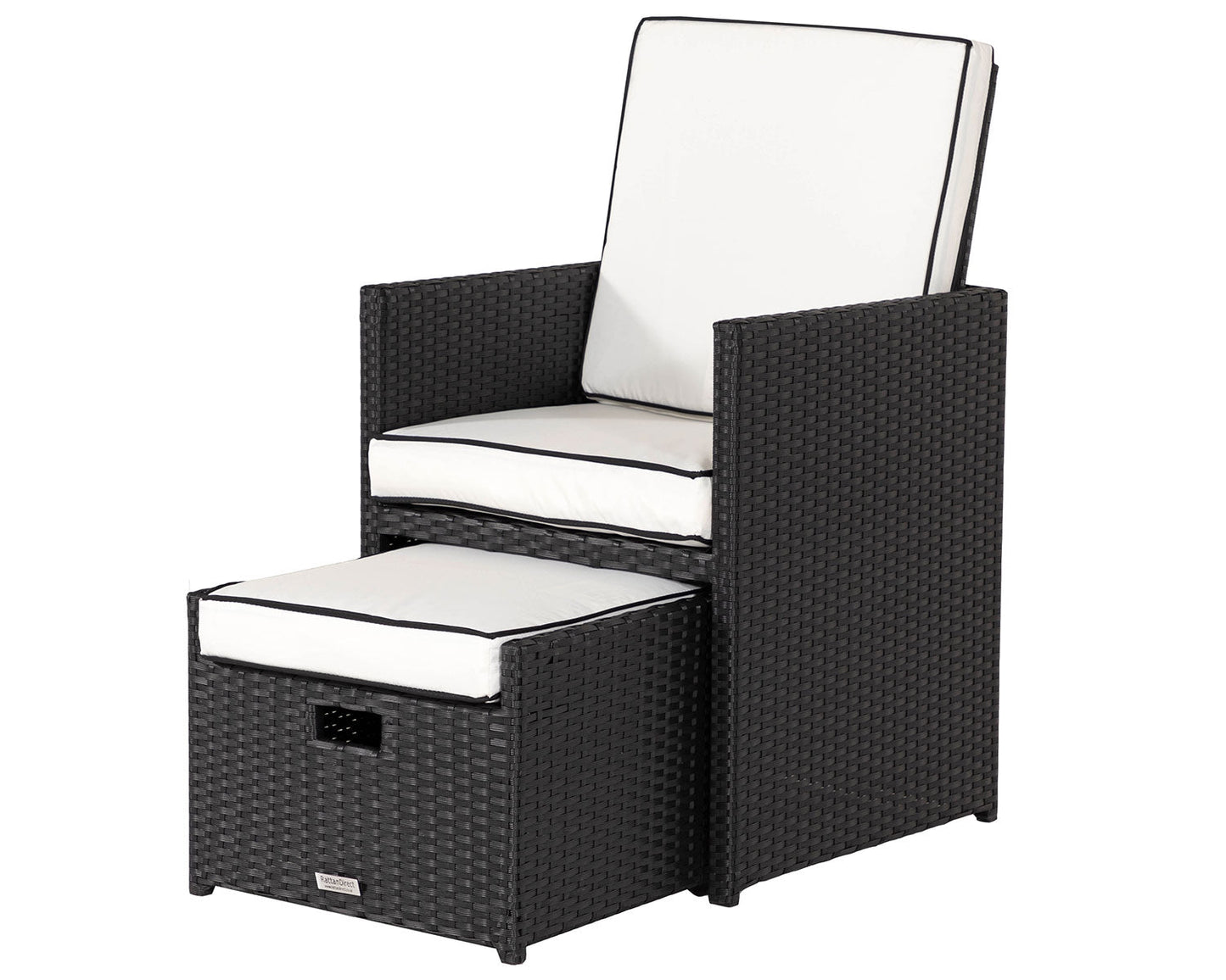 Grade-A Rattan Direct Barcelona Black & Vanilla 6 Seat Garden Dining Cube Set RRP £1739