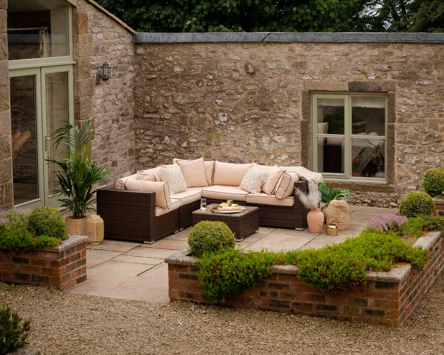 Grade-A Rattan Direct Florida Chocolate & Cream 6 Piece Garden Corner Sofa Set RRP £1149
