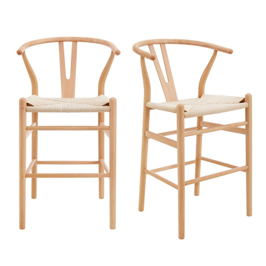 DUS-APM-28384 Grade-B Dusk Jade Set of 2 Barstools - Natural/Wood RRP £309
