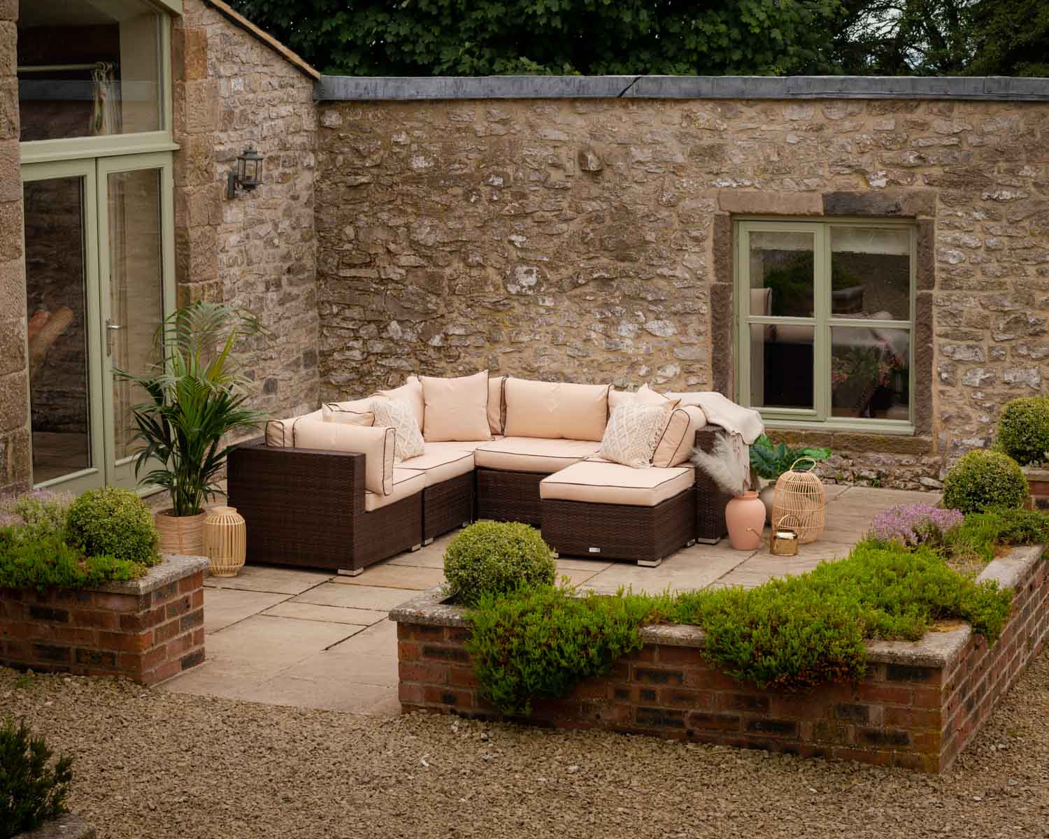 Grade-A Rattan Direct Florida Chocolate & Cream 6 Piece Garden Corner Sofa Set RRP £1149
