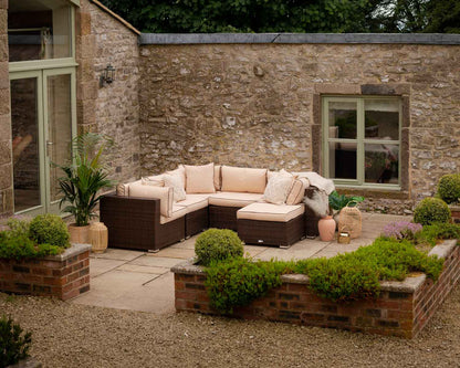 Grade-A Rattan Direct Florida Chocolate & Cream 6 Piece Garden Corner Sofa Set RRP £1149