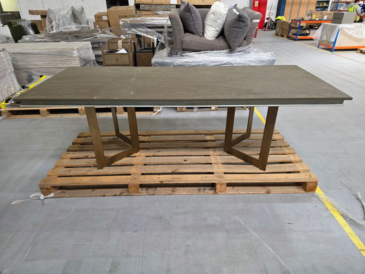 OKA-GOL-02136 Grade-C1 Wood Top Dining Table with Brass Legs 240cm x 100cm x 76 cm RRP £3000