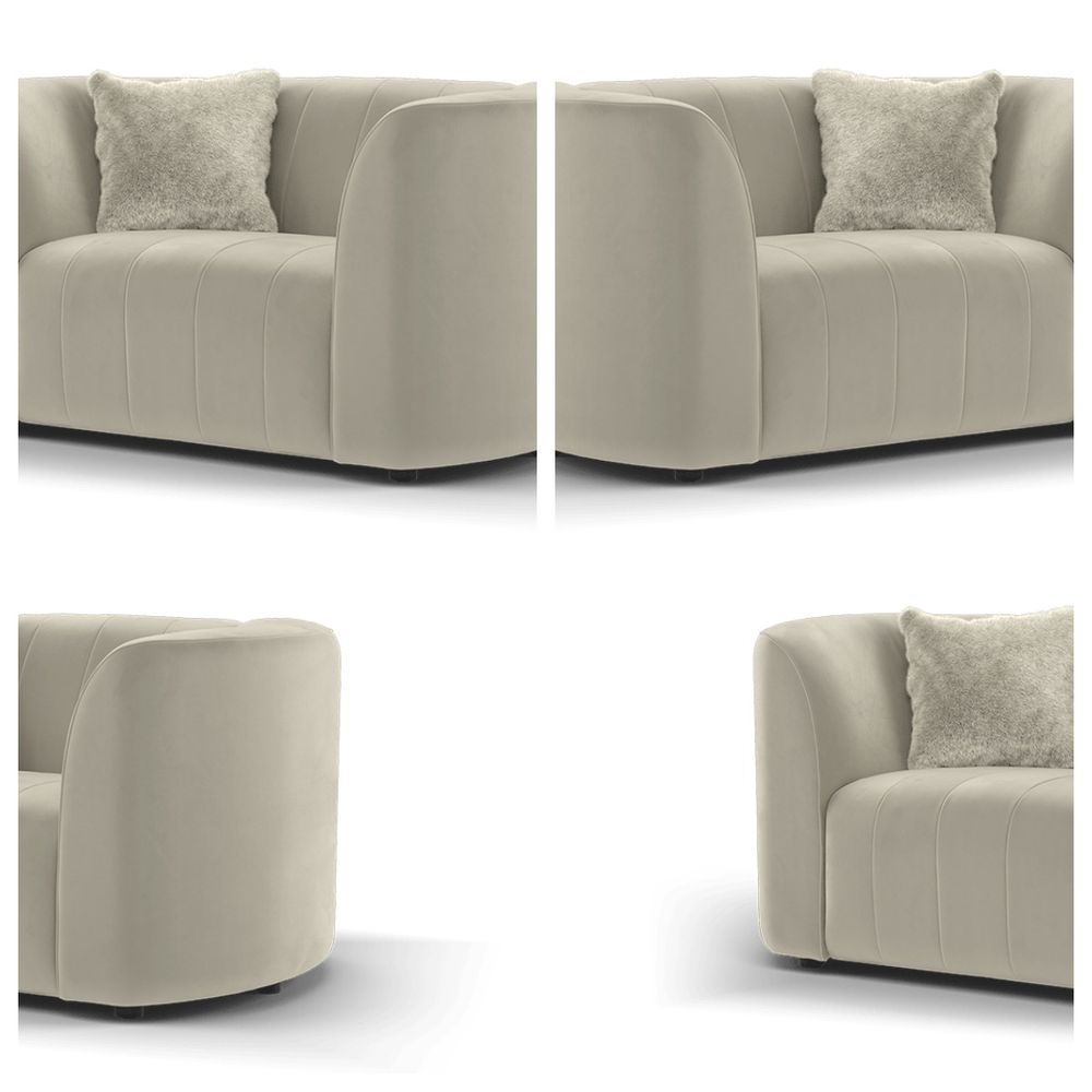 SOF-CHA-01129 Grade-BER Sofology The Fitzrovia Armchair in Matt Velvet Stone Mix Without Trim RRP £519
