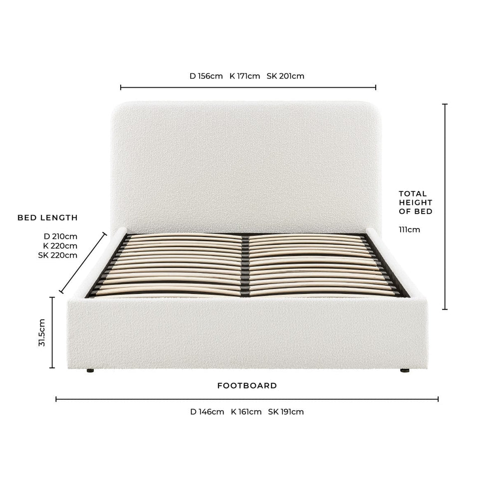 DUS-CC2-03193 Grade-DOA Dusk Ascot Double Ottoman Storage Bed - Off White Bouclé RRP £297.00