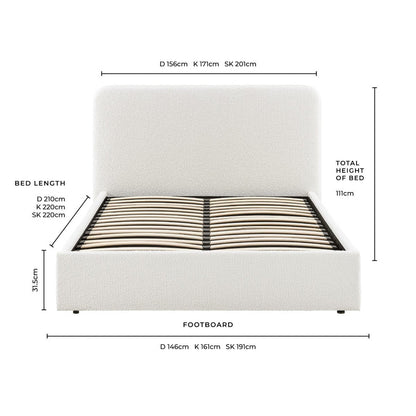 DUS-CC2-03193 Grade-DOA Dusk Ascot Double Ottoman Storage Bed - Off White Bouclé RRP £297.00