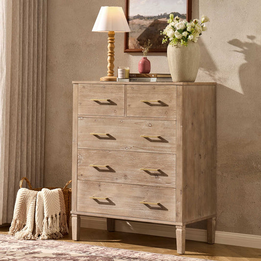 DUS-CC2-02258 Grade-B Dusk Sienna 5 Drawer Chest - Washed Wood RRP £229