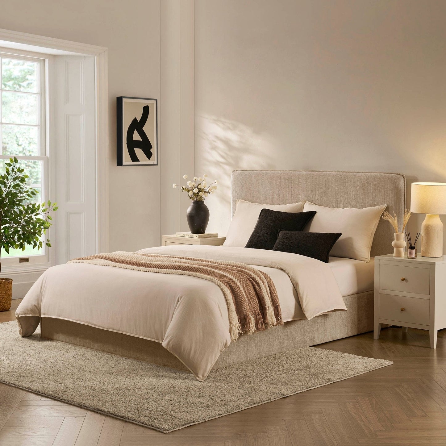 DUS-CC2-03996 Grade-B Dusk Oslo Double Ottoman Storage Bed - Textured Oatmeal RRP £319.00