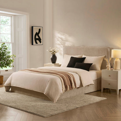 DUS-CC2-03996 Grade-B Dusk Oslo Double Ottoman Storage Bed - Textured Oatmeal RRP £319.00