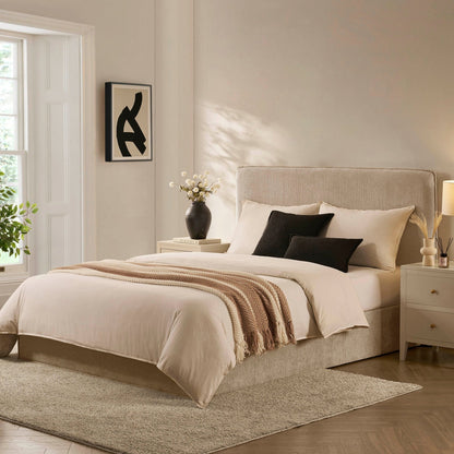DUS-CC2-03996 Grade-B Dusk Oslo Double Ottoman Storage Bed - Textured Oatmeal RRP £319.00
