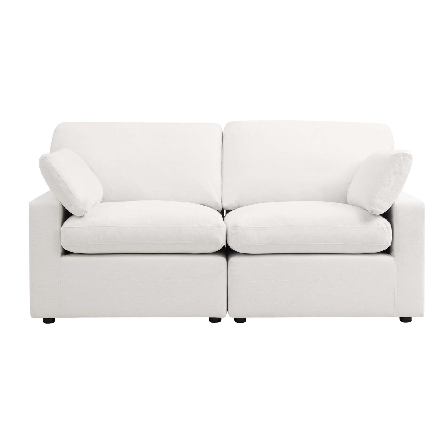 DUS-CC2-02428 Grade-C2 Dusk Cairo Feather 2 Seater Sofa + Pouffe - Vanilla RRP £960.00