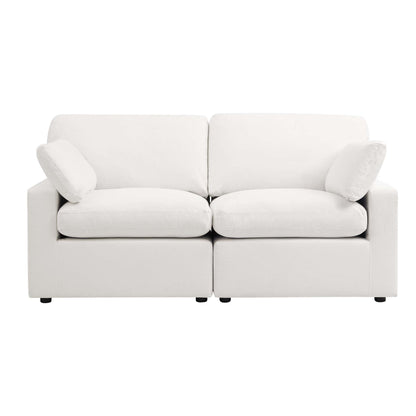 DUS-CC2-02428 Grade-C2 Dusk Cairo Feather 2 Seater Sofa + Pouffe - Vanilla RRP £960.00