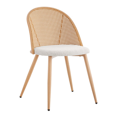 DUS-GOL-04855 Grade-B Dusk Phoebe Set Of 2 Dining Chairs - Boucle Ivory/Natural RRP £134