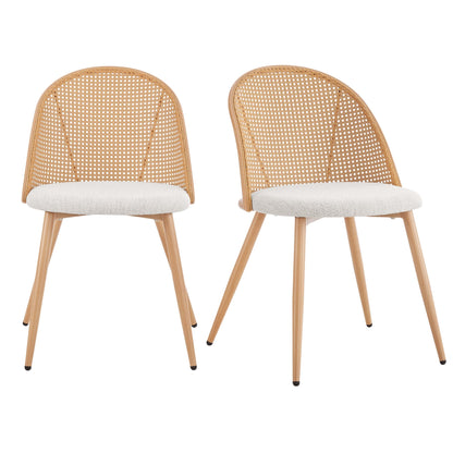 DUS-GOL-04855 Grade-B Dusk Phoebe Set Of 2 Dining Chairs - Boucle Ivory/Natural RRP £134