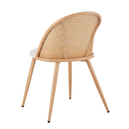 DUS-GOL-04855 Grade-B Dusk Phoebe Set Of 2 Dining Chairs - Boucle Ivory/Natural RRP £134