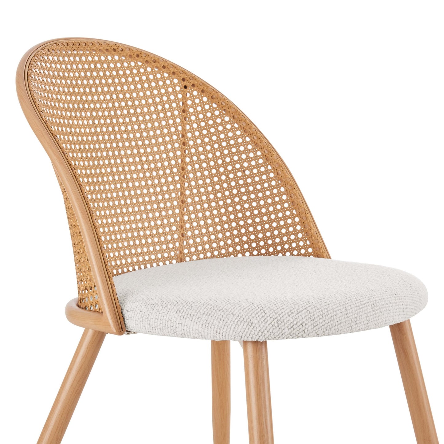 DUS-GOL-04855 Grade-B Dusk Phoebe Set Of 2 Dining Chairs - Boucle Ivory/Natural RRP £134