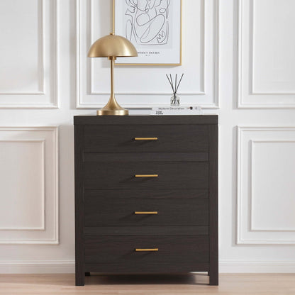 DUS-GOL-04435 Grade-B Dusk Piper 4 Drawer Chest - Dark Wood RRP £179