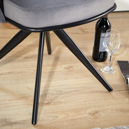 BFW-GOL-00899 Grade-B Big Furniture Warehouse Reno Curved Back Grey Velvet Accent Chair RRP £80