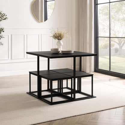 DUS-GOL-07459 Grade-B Dusk Polly Space Saving Dining Table and Chairs - Black RRP £126