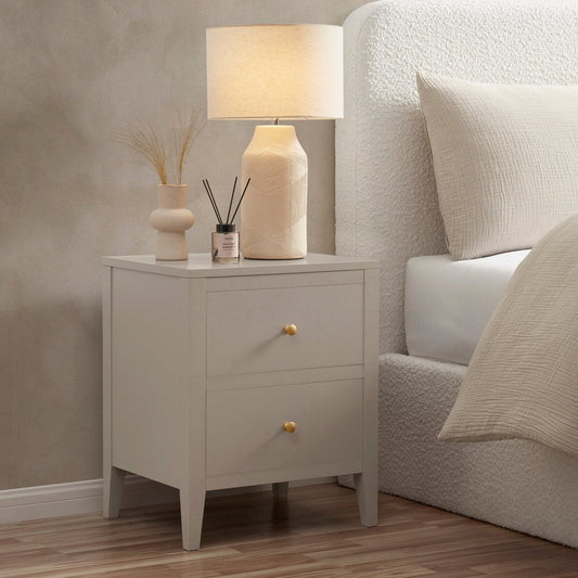 DUS-CC2-02786 Grade-B Dusk A Pair of Poppy 2 Drawer Bedside Tables - Taupe RRP £168.00