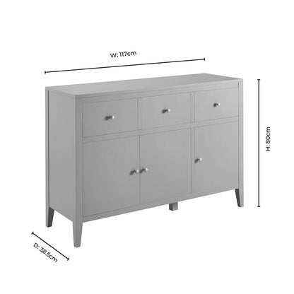 DUS-CC2-04855 Grade-C1 Dusk Poppy 3 Door Sideboard with Drawers - Taupe RRP £209.00