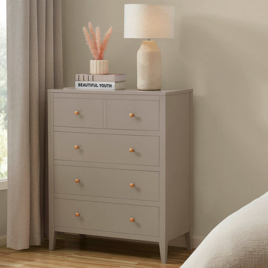 DUS-CC2-04103 Grade-B Dusk Poppy 5 Drawer Chest - Taupe RRP £199.00