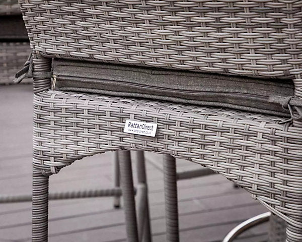RAT-ARR-09579 Grade-B Rattan Direct Porto Pair of Rattan Garden Bar Stools in Grey RRP £349.00