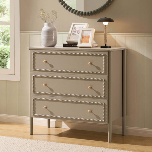 DUS-CC2-04718 Grade-B Dusk Posy 3 Drawer Chest - Taupe RRP £159.00