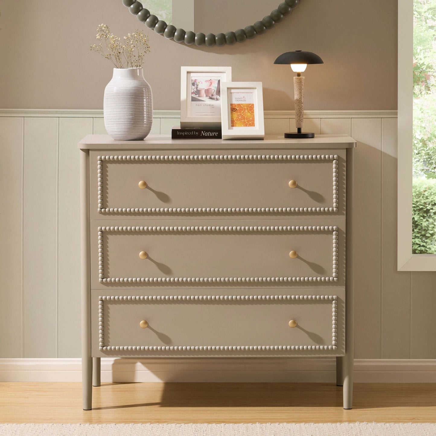 DUS-CC2-04299 Grade-B Dusk Posy 3 Drawer Chest - Taupe RRP £159.00