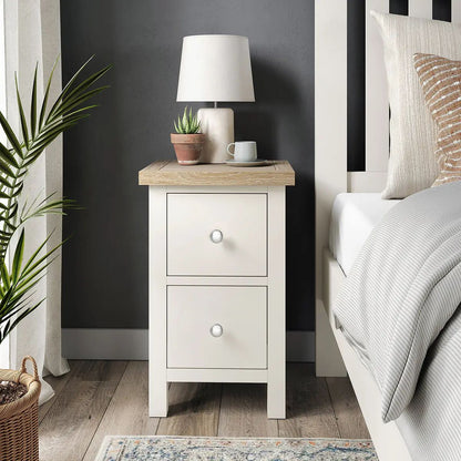 ROS-OUT-00489 Grade-C1 Roseland Furniture Farro Coconut White & Oak Slim Bedside Table RRP £94.95