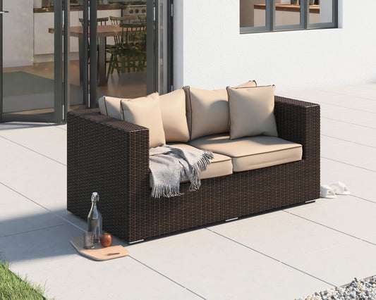 Grade-A Rattan Direct Ascot Chocolate Mix & Coffee Cream 2 Seater Garden Sofa RRP £349