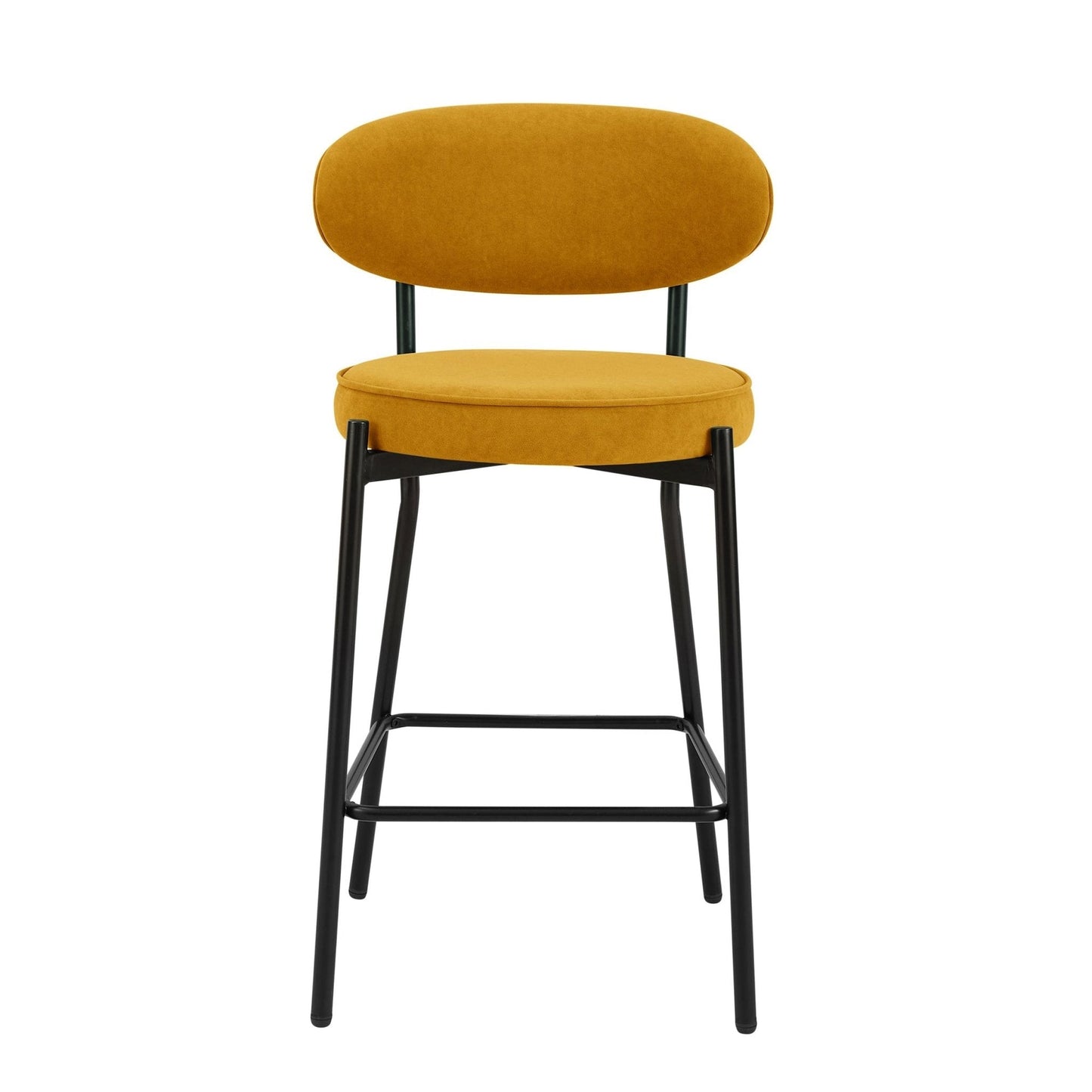 DUS-APM-35634 Grade-B Dusk Mia Set of 2 Barstools - Matte Velvet - Mustard RRP £189