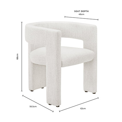 DUS-CC2-04844 Grade-B Dusk Quinn Chair - Ivory Boucle RRP £149.00