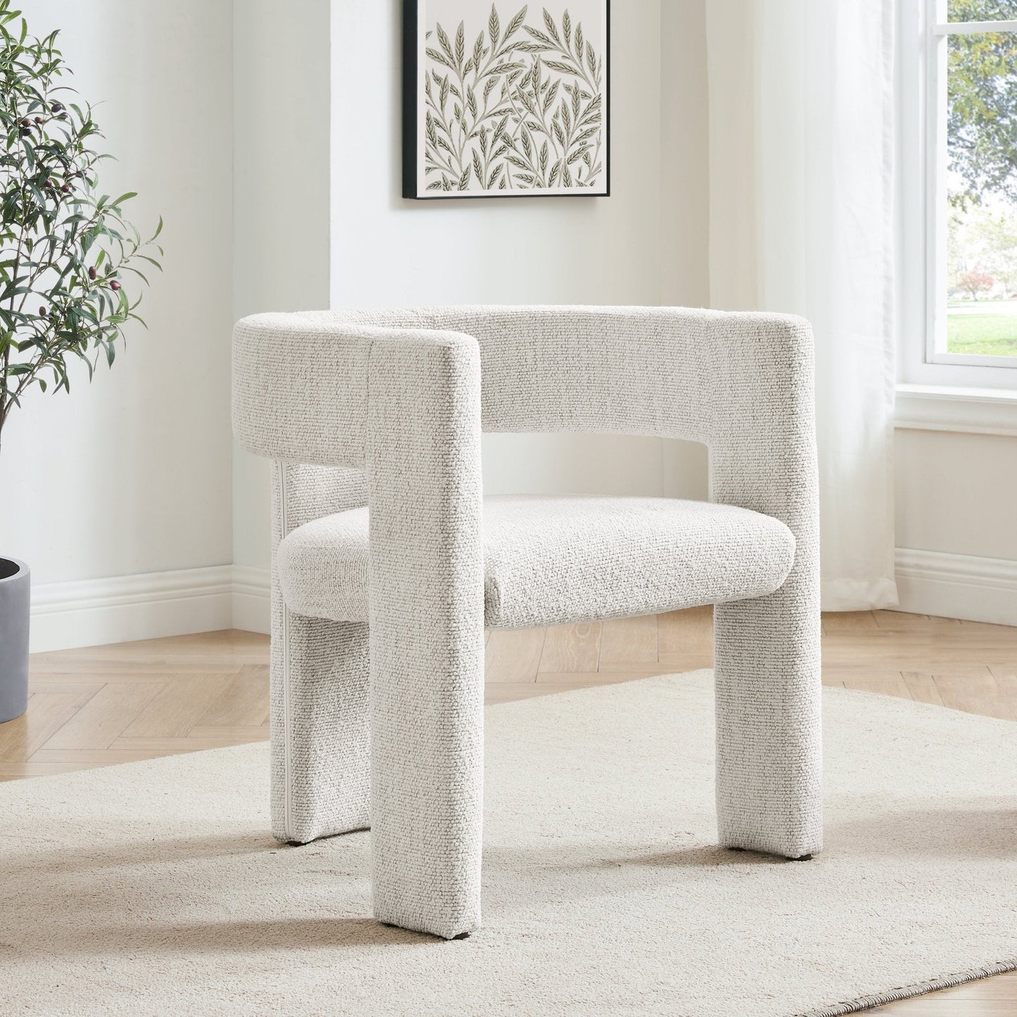DUS-CC2-04844 Grade-B Dusk Quinn Chair - Ivory Boucle RRP £149.00