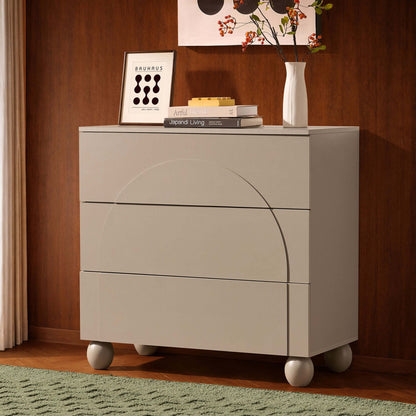 DUS-CC2-04003 Grade-B Dusk Rachel Arch Front 3 Drawer Chest - Taupe RRP £149.00