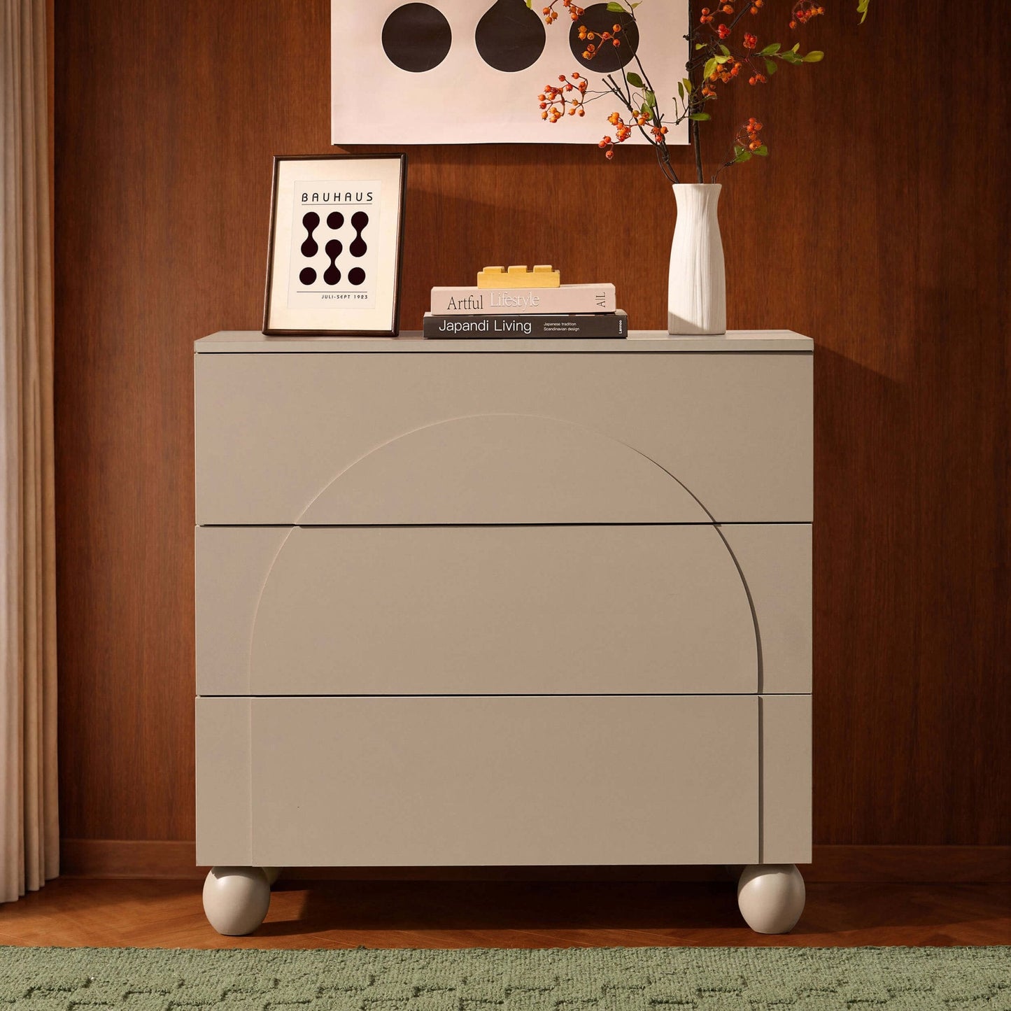 DUS-CC2-04003 Grade-B Dusk Rachel Arch Front 3 Drawer Chest - Taupe RRP £149.00