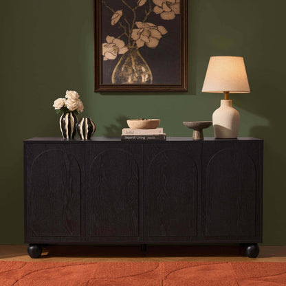 DUS-CC2-04391 Grade-B Dusk Rachel Arch Front 4 Door Sideboard - Black RRP £229.00