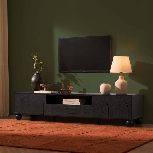 DUS-CC2-03322 Grade-B Dusk Rachel Arch Front Tv Unit for TVs up to 75"- Black RRP £189.00