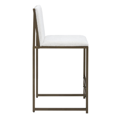 DUS-GOL-05078 Grade-B Dusk Rae Set of 2 Barstools - Ivory Boucle RRP £136