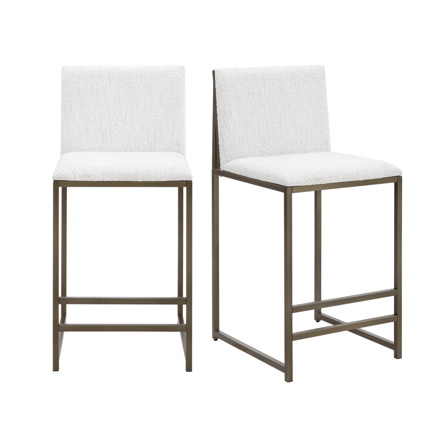 DUS-GOL-05078 Grade-B Dusk Rae Set of 2 Barstools - Ivory Boucle RRP £136