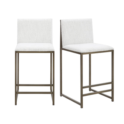 DUS-GOL-05078 Grade-B Dusk Rae Set of 2 Barstools - Ivory Boucle RRP £136