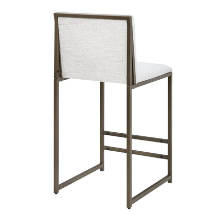 DUS-GOL-04889 Grade-B Dusk Rae Set of 2 Barstools - Ivory Boucle RRP £136